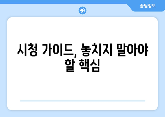 시청 가이드, 놓치지 말아야 할 핵심