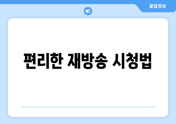 편리한 재방송 시청법