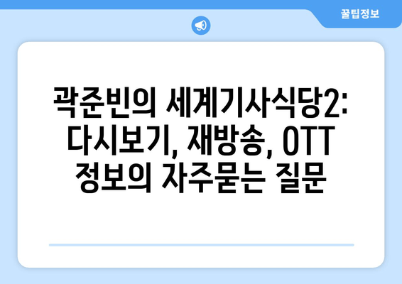 곽준빈의 세계기사식당2: 다시보기, 재방송, OTT 정보