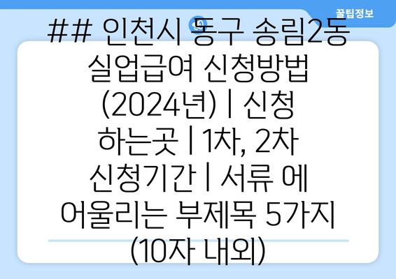 ## 인천시 동구 송림2동 실업급여 신청방법 (2024년) | 신청 하는곳 | 1차, 2차 신청기간 | 서류 에 어울리는 부제목 5가지 (10자 내외)