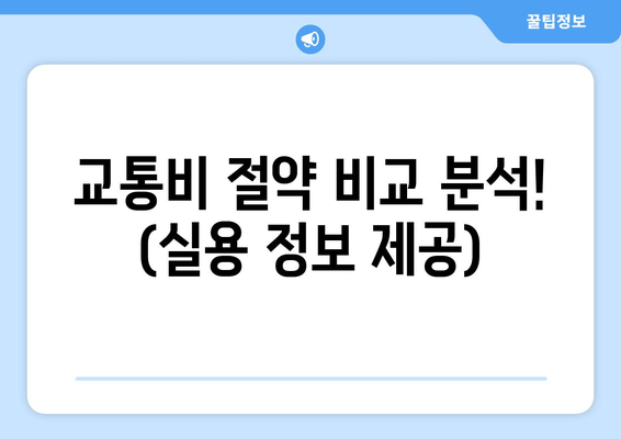 교통비 절약 비교 분석! (실용 정보 제공)