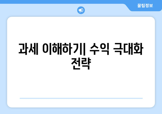 과세 이해하기| 수익 극대화 전략