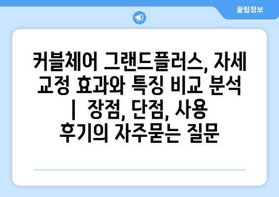 커블체어 그랜드플러스, 자세 교정 효과와 특징 비교 분석 |  장점, 단점, 사용 후기