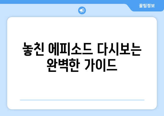놓친 에피소드 다시보는 완벽한 가이드