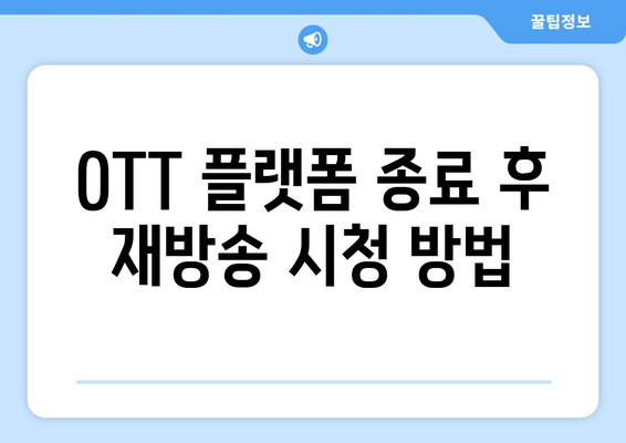 OTT 플랫폼 종료 후 재방송 시청 방법