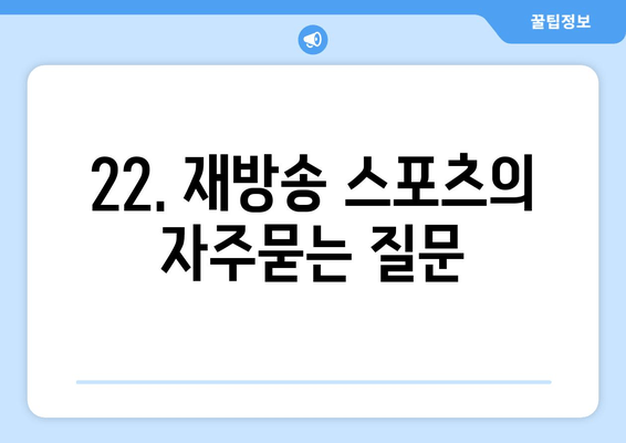 22. 재방송 스포츠