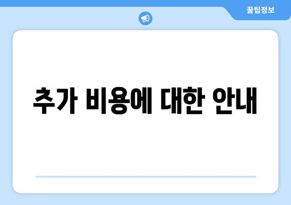 추가 비용에 대한 안내