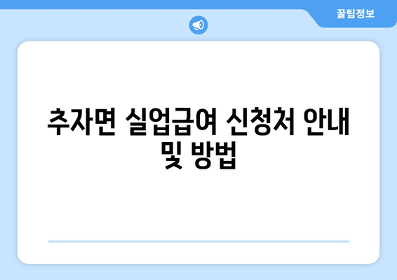 추자면 실업급여 신청처 안내 및 방법