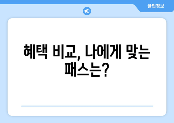 혜택 비교, 나에게 맞는 패스는?