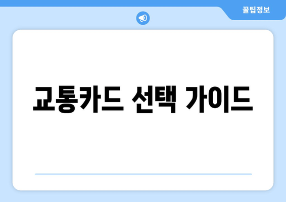 교통카드 선택 가이드