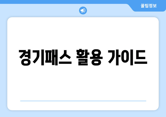 경기패스 활용 가이드