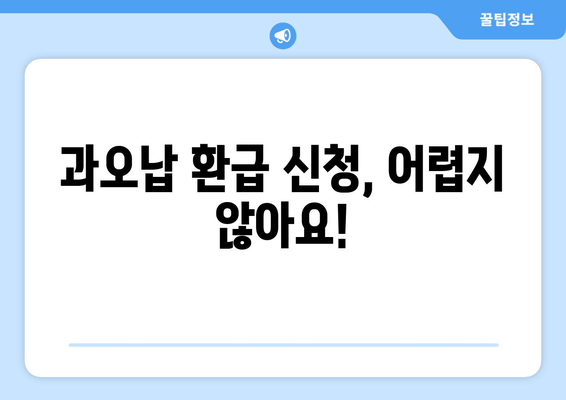 과오납 환급 신청, 이렇게 하면 됩니다! | 과오납, 환급, 신청, 절차, 방법, 가이드