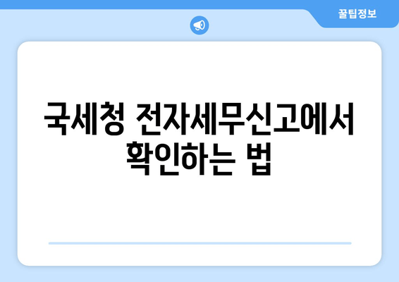 국세청 전자세무신고에서 확인하는 법