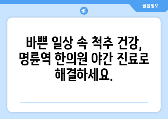 명륜역 한의원 야간 자세교정 치료| 척추 건강 지키는 맞춤형 해결책 | 자세 교정, 척추, 야간 진료, 명륜역 한의원