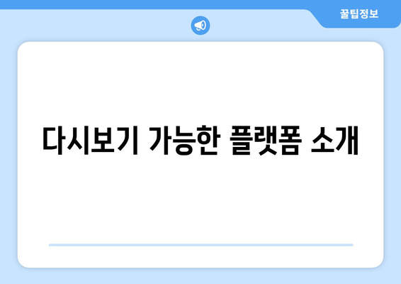 다시보기 가능한 플랫폼 소개