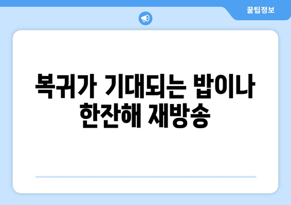 복귀가 기대되는 밥이나 한잔해 재방송