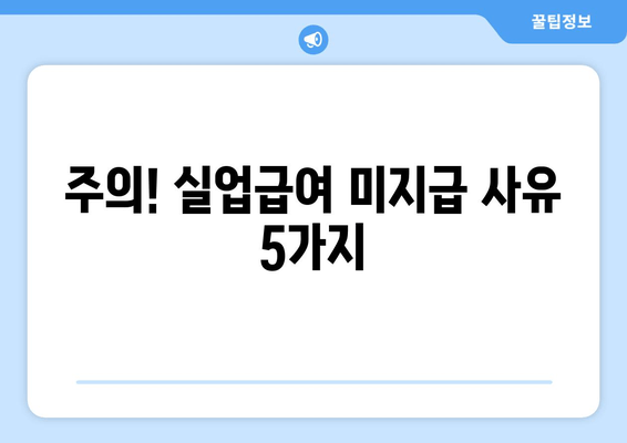 주의! 실업급여 미지급 사유 5가지