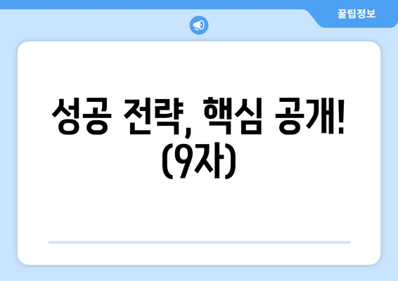 성공 전략, 핵심 공개! (9자)