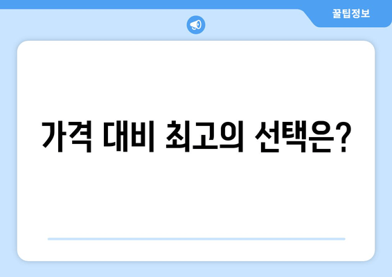 가격 대비 최고의 선택은?