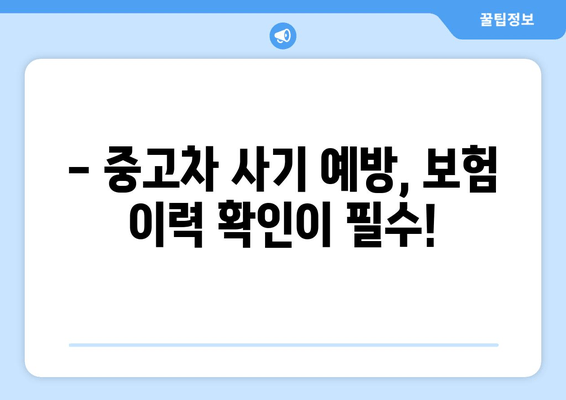 중고차 안전하게 사는 필수 정보! 보험 이력 확인 방법 완벽 분석 | 중고차, 보험 이력, 안전거래, 차량 정보