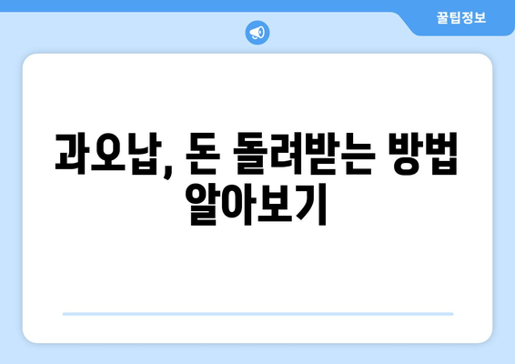 과오납 환급 신청, 이렇게 하면 됩니다! | 과오납, 환급, 신청, 절차, 방법, 가이드
