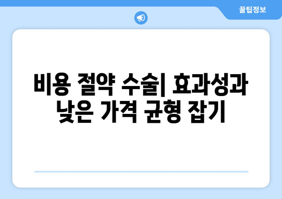 비용 절약 수술| 효과성과 낮은 가격 균형 잡기