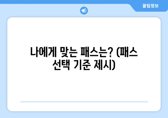 나에게 맞는 패스는? (패스 선택 기준 제시)