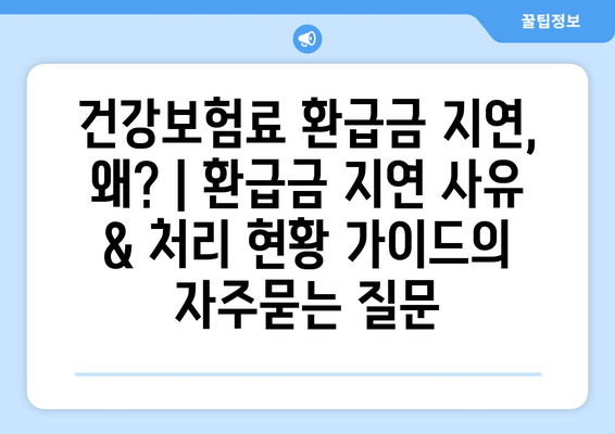 건강보험료 환급금 지연, 왜? | 환급금 지연 사유 & 처리 현황 가이드