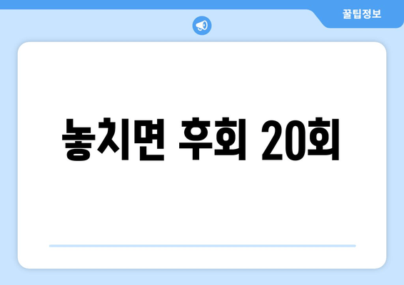 놓치면 후회 20회