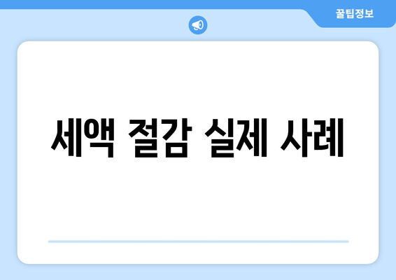 세액 절감 실제 사례