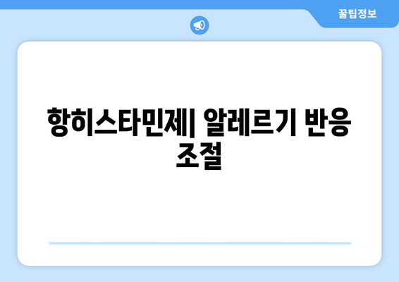 항히스타민제| 알레르기 반응 조절