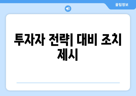 투자자 전략| 대비 조치 제시