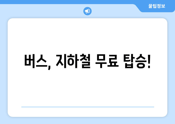 버스, 지하철 무료 탑승!