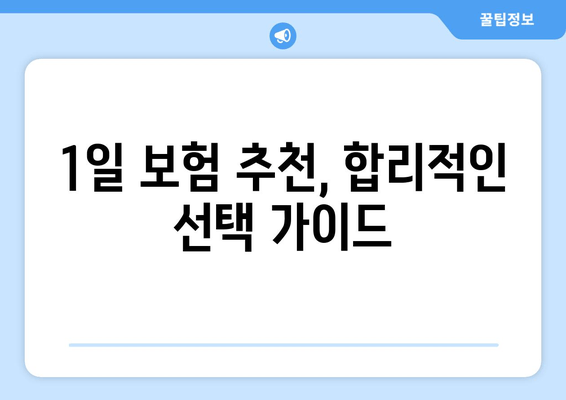 자동차 1일 보험 비교 가이드| 가격, 추천, 필수 고려 사항 | 렌터카, 단기 보험, 보장 범위 비교