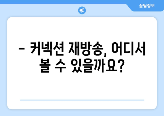 "커넥션" 드라마 재방송, 어디서 볼 수 있을까요? | OTT 플랫폼별 재방송 정보 총정리