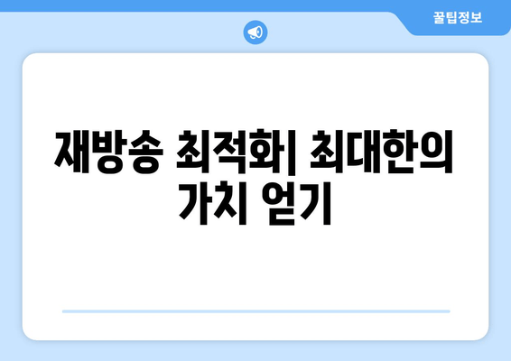 재방송 최적화| 최대한의 가치 얻기