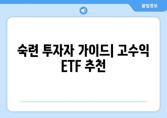 숙련 투자자 가이드| 고수익 ETF 추천