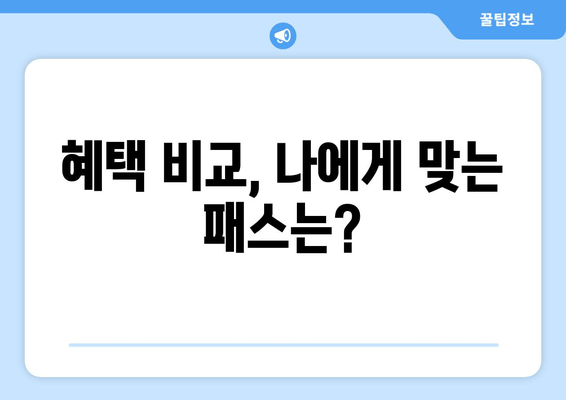 혜택 비교, 나에게 맞는 패스는?