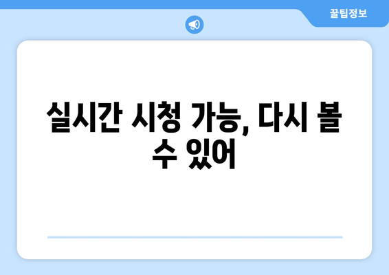 실시간 시청 가능, 다시 볼 수 있어