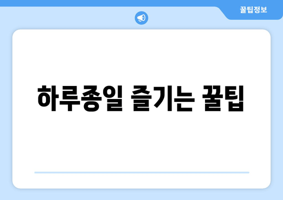 하루종일 즐기는 꿀팁