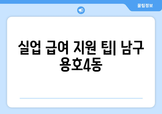 실업 급여 지원 팁| 남구 용호4동