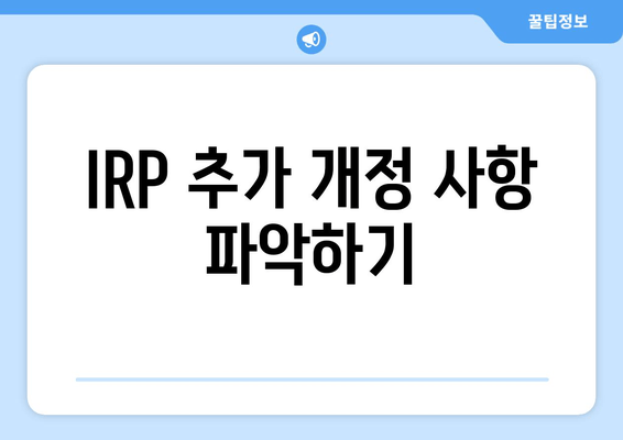 IRP 추가 개정 사항 파악하기