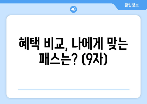 혜택 비교, 나에게 맞는 패스는? (9자)