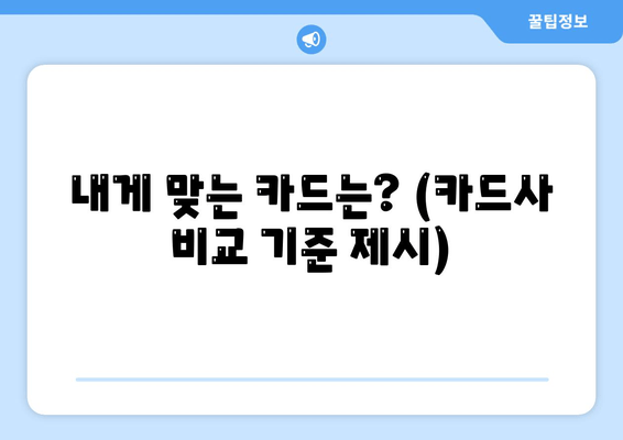 내게 맞는 카드는? (카드사 비교 기준 제시)