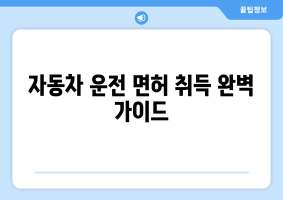 자동차 운전 면허 취득 완벽 가이드| 필기 & 실기 시험 합격 전략 | 운전면허, 시험, 합격, 팁, 정보