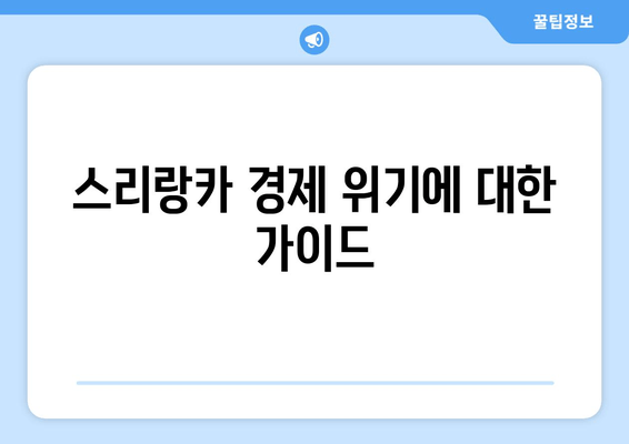 스리랑카 경제 위기에 대한 가이드