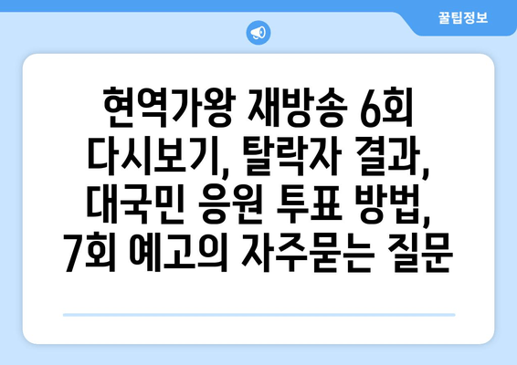 현역가왕 재방송 6회 다시보기, 탈락자 결과, 대국민 응원 투표 방법, 7회 예고