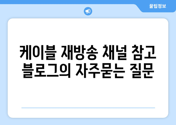 케이블 재방송 채널 참고 블로그