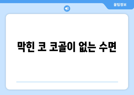 막힌 코 코골이 없는 수면