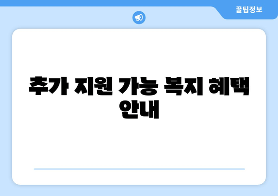 추가 지원 가능 복지 혜택 안내